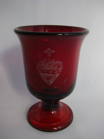 Thy Kingdom Come ruby red glass, Sacred Heart