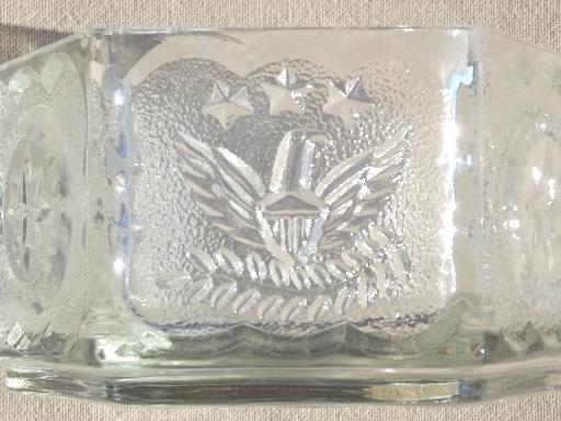 Tiara Colonial star & eagle pattern crystal clear glass box or candy dish
