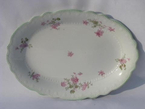 Tivoli - Grindley England china, pink floral w/ soft green, antique platters, pitcher