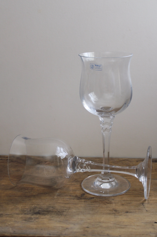 Towle Silhouette Austria crystal hand blown glass water glasses, goblets w/ original labels