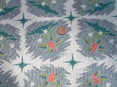 Tropical flowers, vintage cotton feed sack fabric