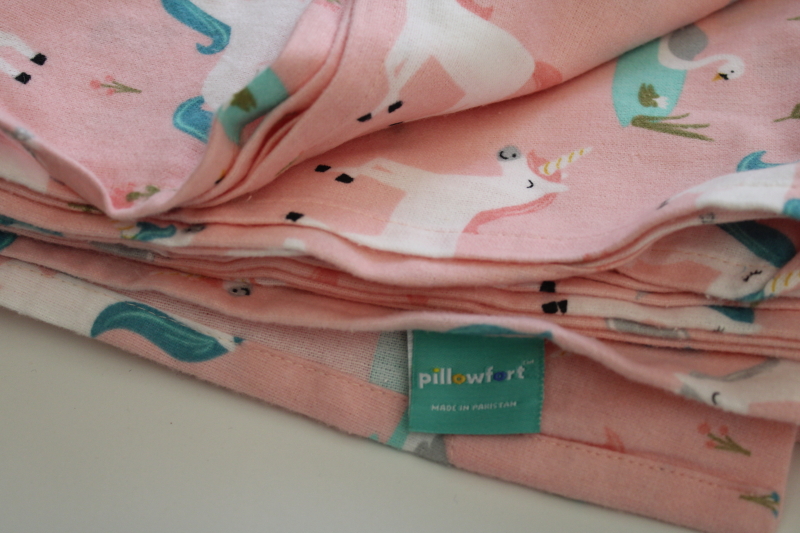 Unused flat sheet Target fairy tale frolic unicorns on pink 100 percent cotton flannel fabric