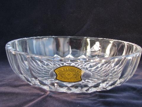 Val St Lambert label, signed crystal glass bowl