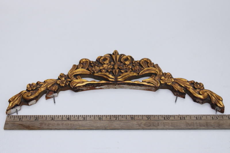 Victorian antique gesso wood mirror frame crown molding ornate gold vintage architectural ornament