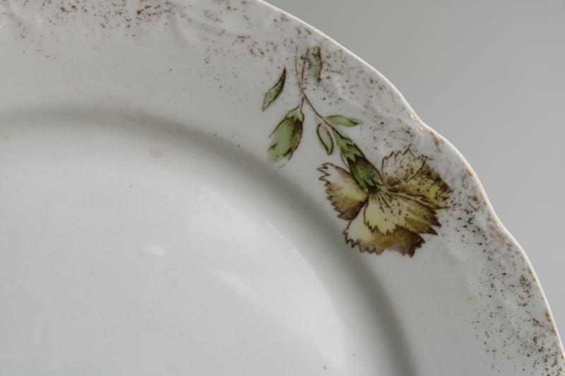 Victorian floral semi porcelain china plate, turn of the century vintage Willets, Trenton New Jersey