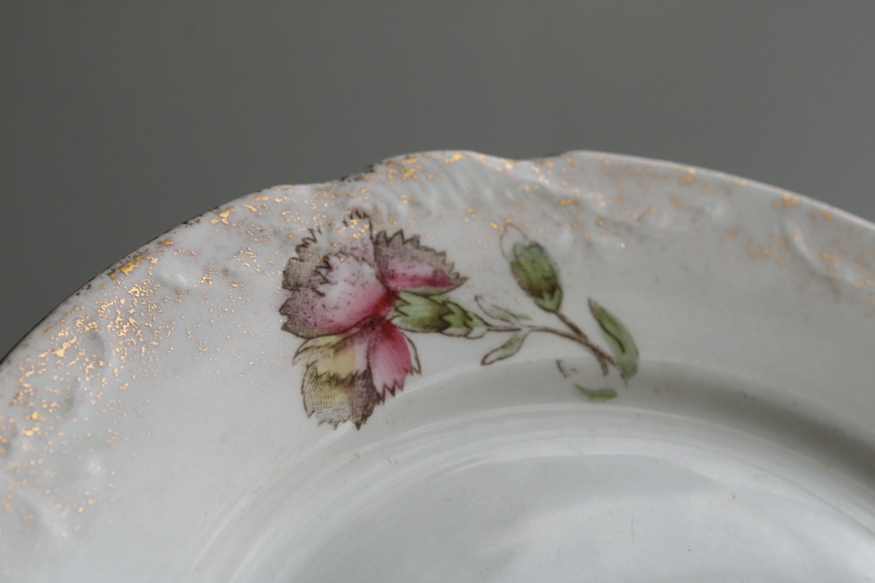 Victorian floral semi porcelain china plate, turn of the century vintage Willets, Trenton New Jersey