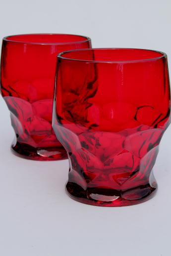 Viking Georgian ruby red glass tumblers / juice glass, vintage drinking glasses lot