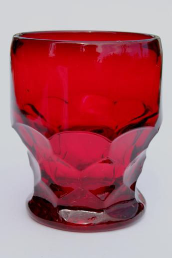 Viking Georgian ruby red glass tumblers / juice glass, vintage drinking glasses lot