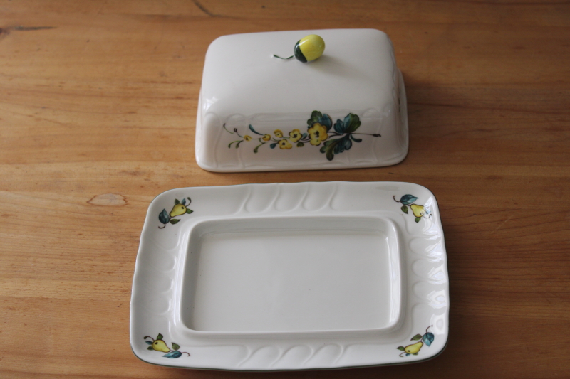 Villeroy  Boch Jamaica pattern covered butter dish, plate w/ dome lid 1980s vintage