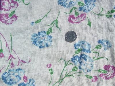 Vintage 40's feed sack fabric, cornflowers print