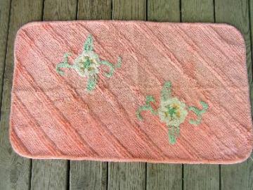 Vintage cotton chenille rug, floral roses