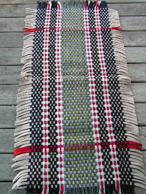 Vintage hand woven wool felt throw rug