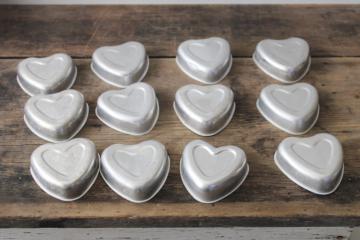 Vintage heart shaped molds, set of 12 small hearts for crafts or primitive style Valentines