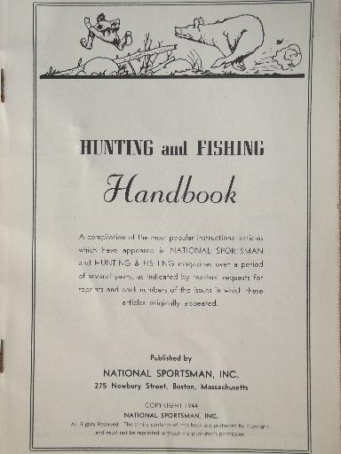 WWII vintage camping, hunting and fishing books, Horace Kephart etc.