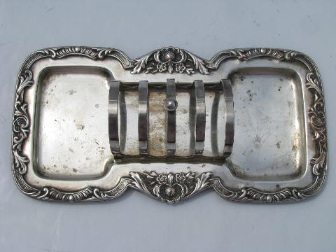 Wallace - Georgian, vintage silver plate breakfast stand toast rack tray