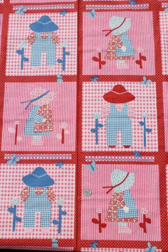 Waverly Hoe-Down print cotton, Sunbonnet Sue & Sam cheater quilt decorator fabric