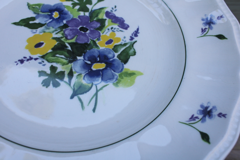 Wayside flowers vintage Kensington England ironstone china dinner plates cottage chic