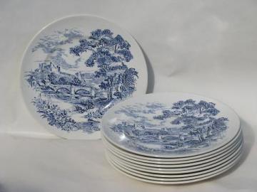 Wedgwood Countryside, 10 dinner plates, blue/white vintage china