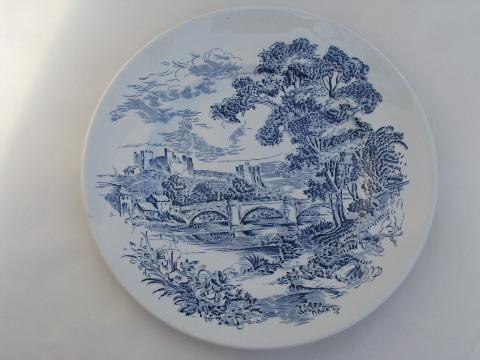 Wedgwood Countryside, 6 dinner plates, blue/white vintage china