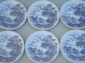 Wedgwood Countryside blue & white china bread & butter plates, set of 6 