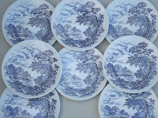Wedgwood Countryside blue & white china bread & butter plates, set of 8 