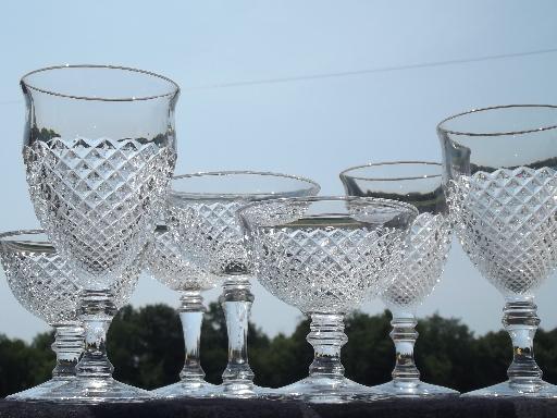 Westmoreland English hobnail glass glasses, water goblets, champagnes