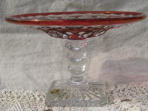 Westmoreland label Waterford ruby stain glass mint dish candy plate