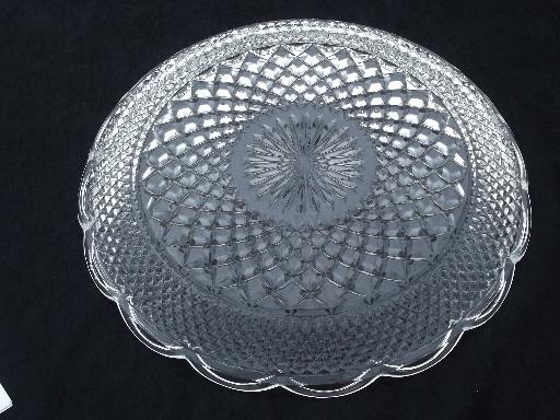 Wexford glass round chop platter or cake plate, vintage Anchor Hocking