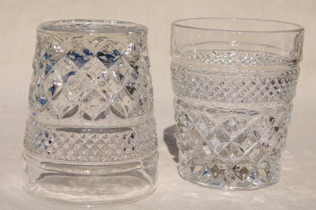Wexford waffle vintage Anchor Hocking old fashioned lowball glasses, glass tumblers