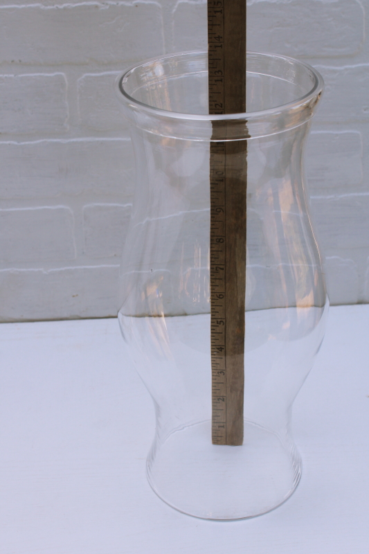 Williamsburg style vintage hand blown glass hurricane, very large candle shade w/ heavy rim