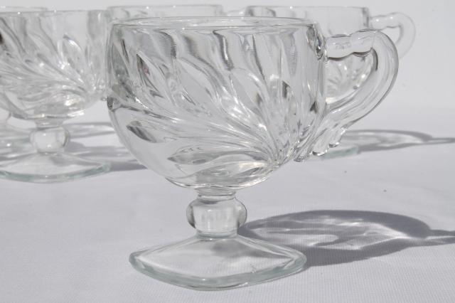 Willow pattern vintage crystal clear Indiana glass footed punch cups set of 6