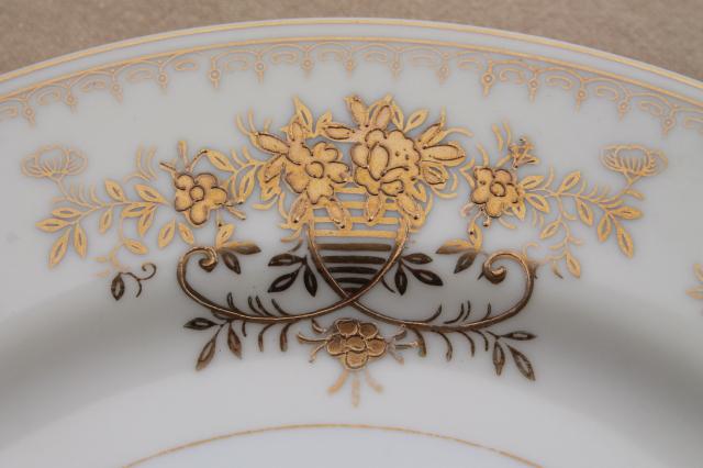 Windsor Black Towers Japan vintage hand painted china dinnerware set for 10