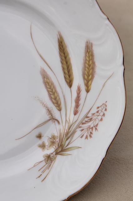 Winterling Bavaria autumn harvest wheat pattern china salad plates, mid-century vintage