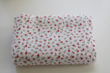 all cotton flannel fabric, granny floral print tiny flowers coral-pink on white
