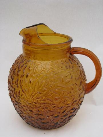 amber brown, retro Sorreno glass pitcher, vintage Anchor Hocking