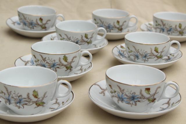 antique 1800s English ironstone china transferware dishes set for 8