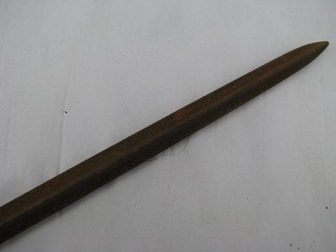 antique 1800s, four 4 side spike rifle or musket socket bayonet, Civil War vintage