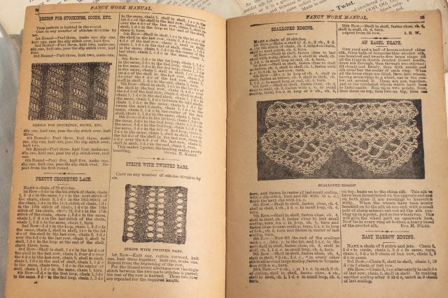 antique 1800s vintage needlework books, embroidery patterns, tatting, crochet & knitting pattern