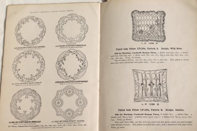 antique 1800s vintage needlework books, embroidery patterns, tatting, crochet & knitting pattern