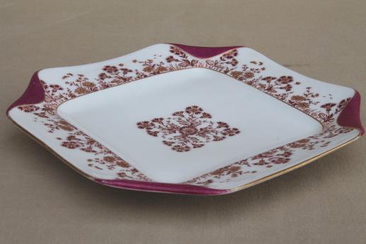 antique 1880s Haviland Limoges china tray or serving plate w/ folded handkerchief edge 