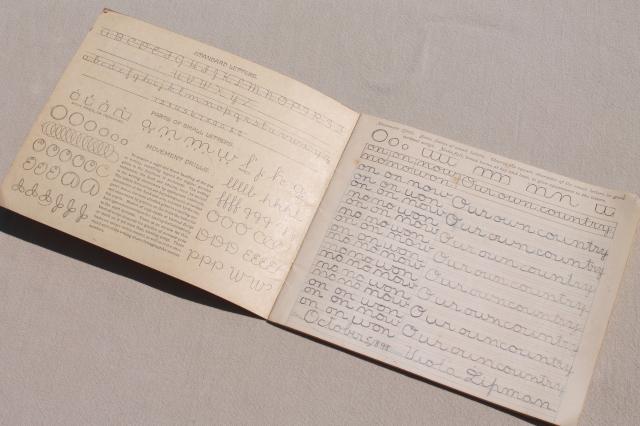 antique 1898 penmanship workbook, handwriting cursive script pre-Palmer method