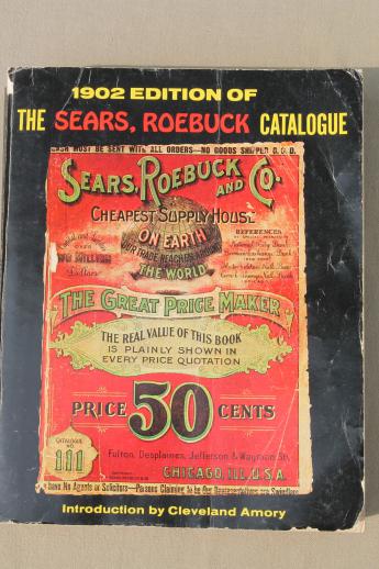 antique 1902 Sears, Roebuck mail order catalog, full size vintage reproduction