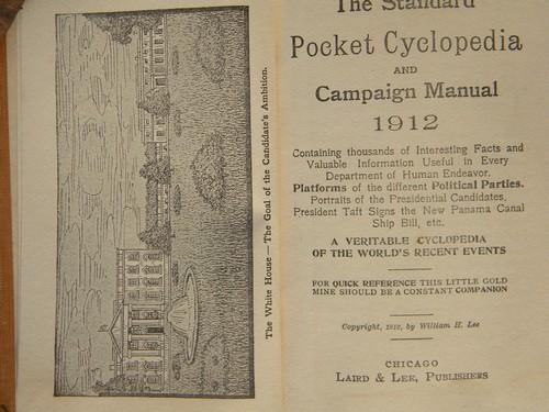 antique 1912 Pocket Cyclopedia & US Presidential political guide