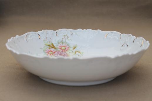 antique Bavaria & Germany china bowls lot, embossed porcelain w/ lovely old florals