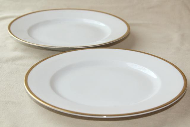 antique Bavaria china, Baronial gold band white porcelain salad plates vintage 1910
