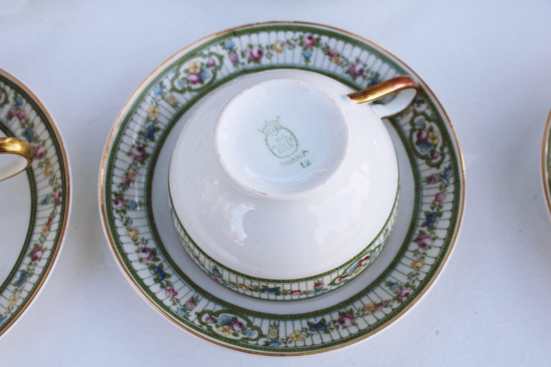 antique Bavaria porcelain cups  saucers, early 1900s vintage Paul Muller mark