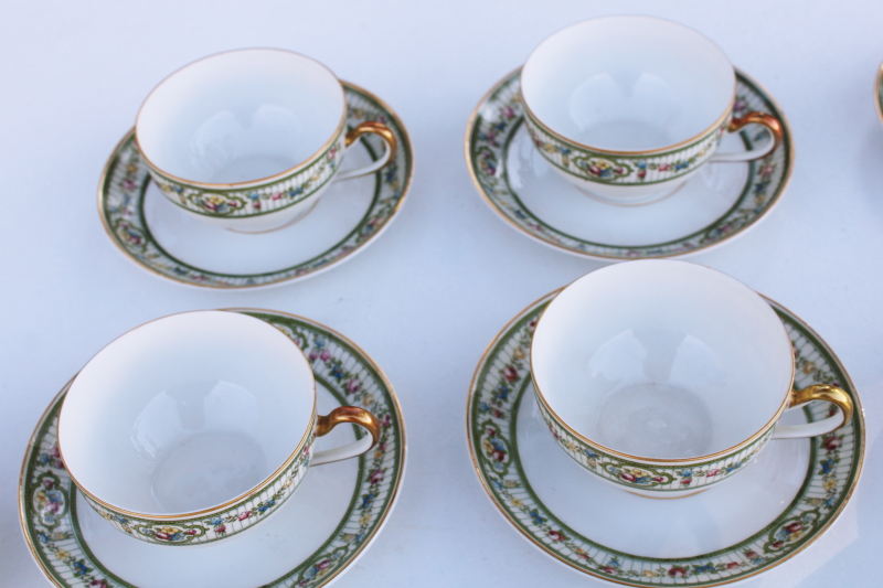antique Bavaria porcelain cups  saucers, early 1900s vintage Paul Muller mark