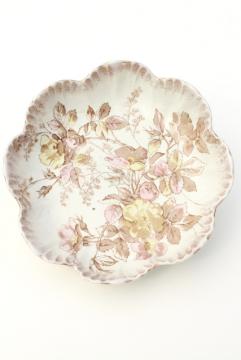 antique Burroughs & Mountford B&M china, wild rose pattern scallop shell bowl