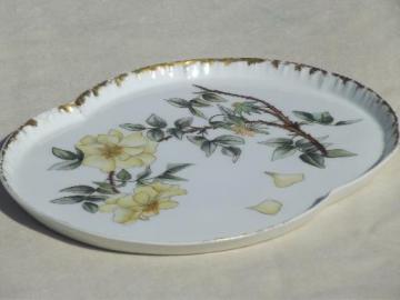 antique CFH GDM porcelain tray w/ roses, c. 1890s Charles Field Haviland china