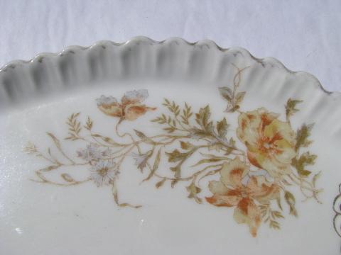 antique Carlsbad - Austria porcelain, floral china perfume tray for vanity / dresser